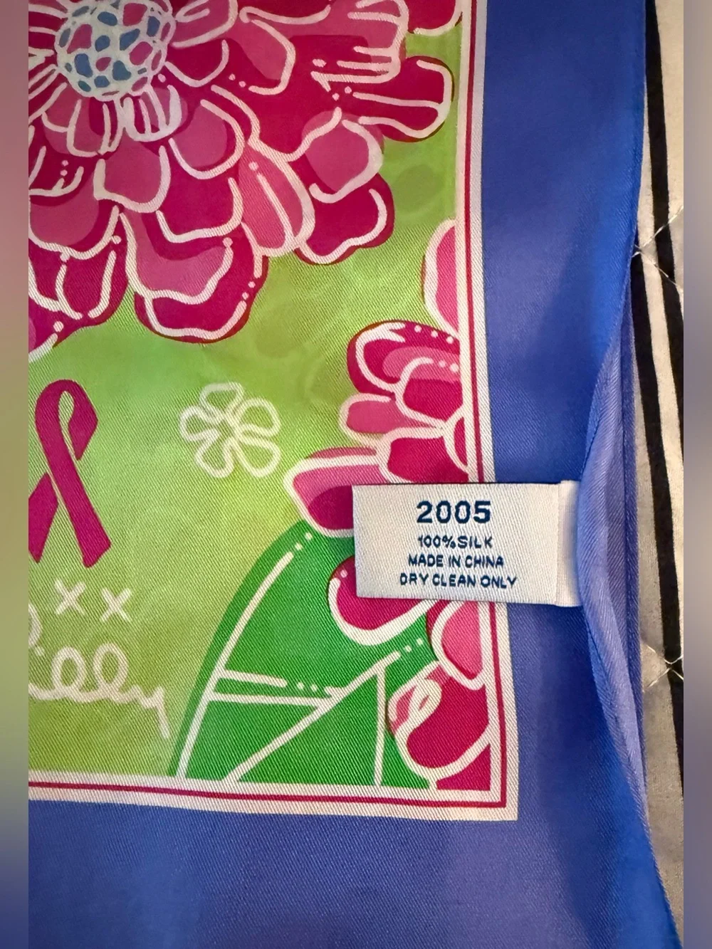 Vintage Lilly Pulitzer Floral Silk Scarf 2005 Ford Breast Cancer Awareness EUC